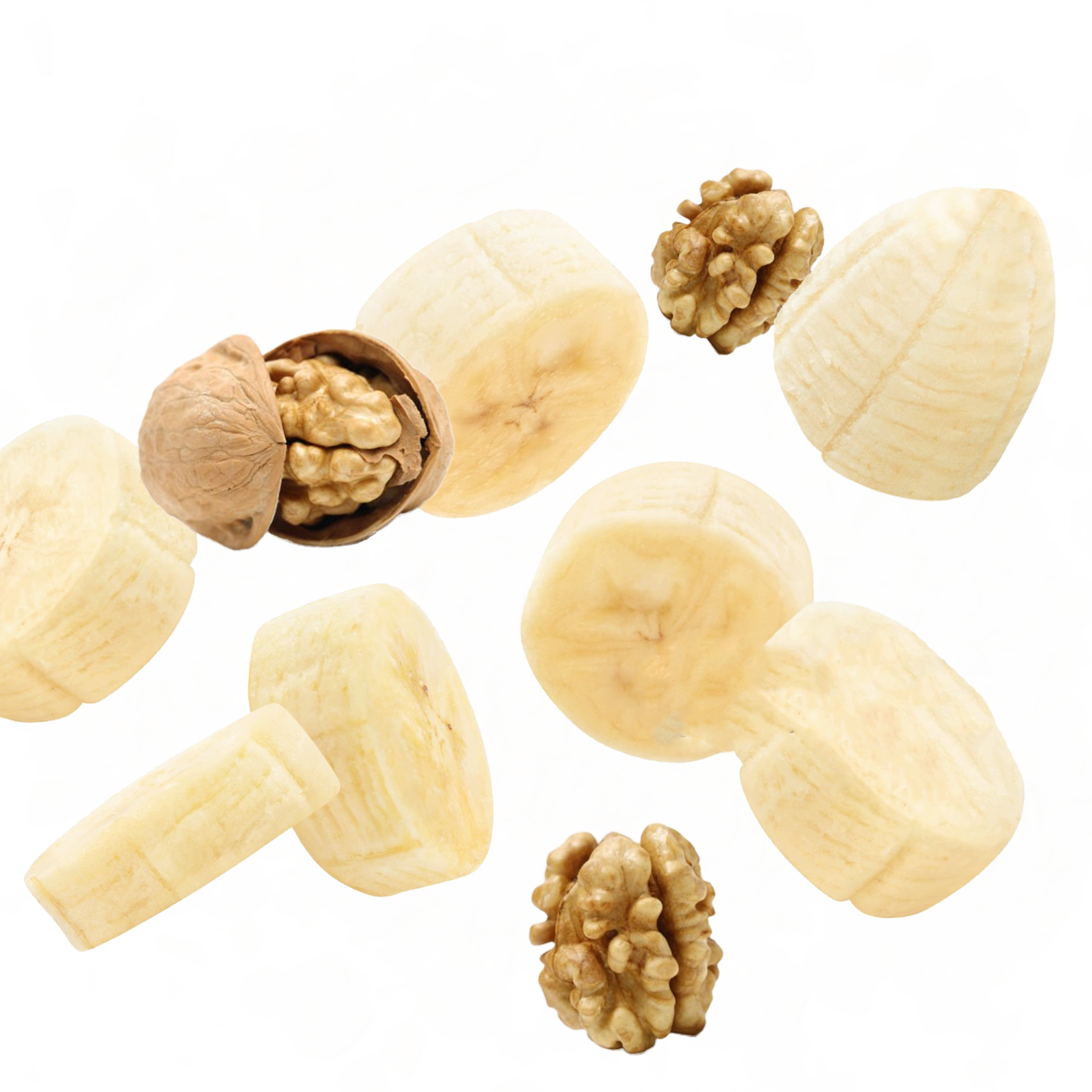Bananen und Wallnüsse