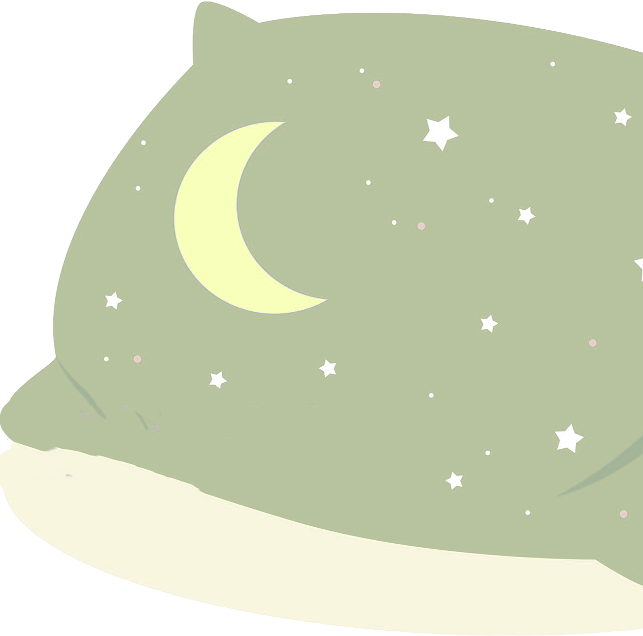 Zeichnung eines Kissen mit Mond und Sternen bedruckt.